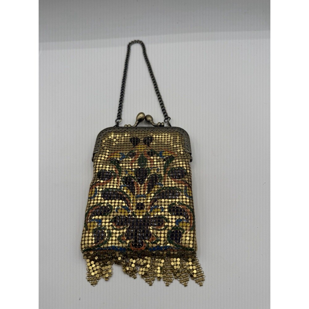Whiting & Davis Petite Frame Purse with Flapper Style Fringe Chain
